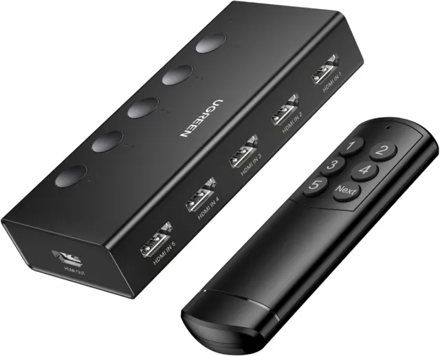 UGREEN HDMI Switch 5 in 1 Out, HDMI Splitter 4K@60Hz with Remote,