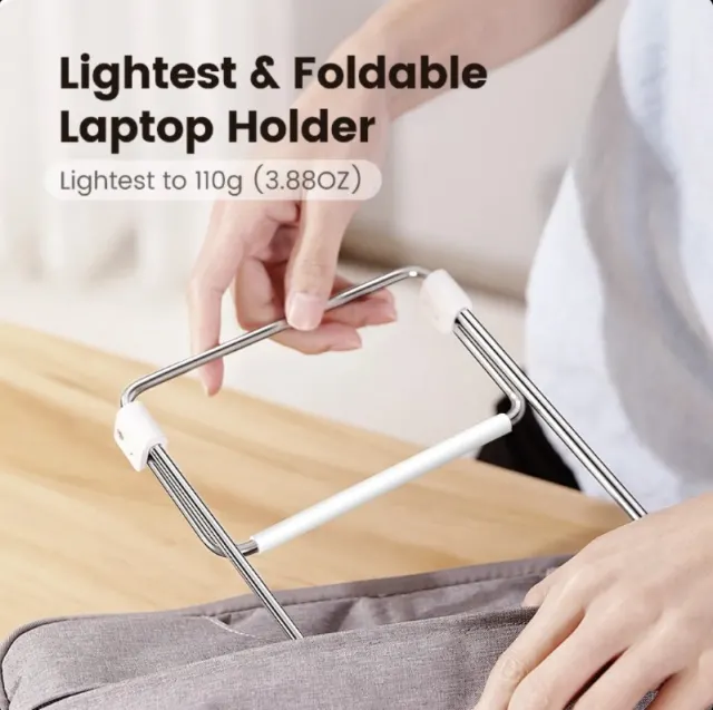 UGREEN Desktop Laptop Stand (Silver) – Ergonomic Aluminum Riser, Ventilated Cooling Holder for MacBook & Laptops up to 16 inch