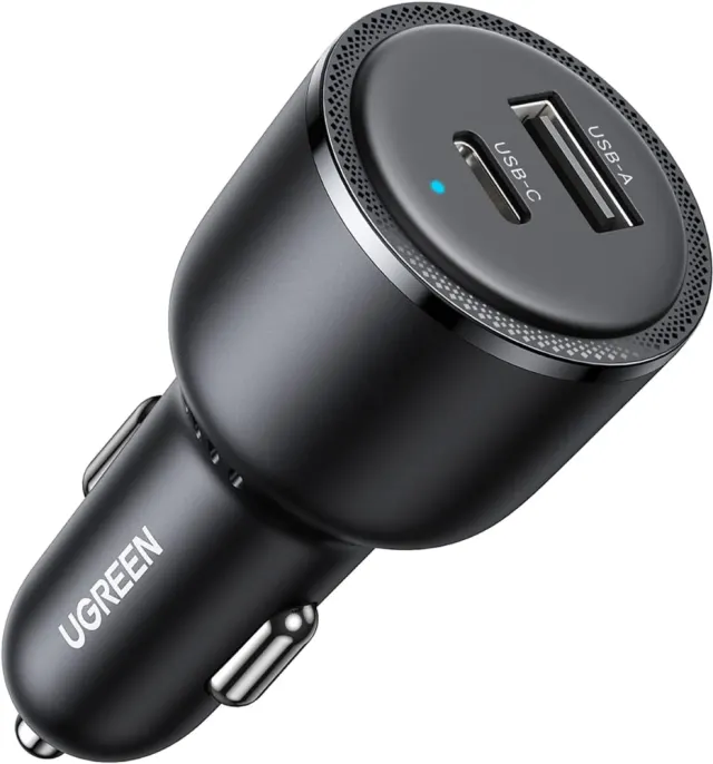 UGREEN Car Charger Fast Charging 30W Dual USB-C+USB-A Port Power Adapter | Works with iPhone,Samsung,iPad and all USB-C/USB-A Devices,Charge 2 Devices at Once,for Daily Commute