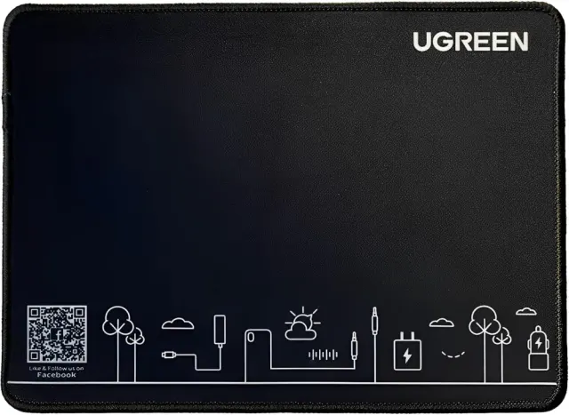 UGREEN Mouse Pad Fine Surface Black, Smooth Precision Desk Mat with Non-Slip Rubber Base | Compatible with Optical & Gaming Mice, for Office, Home & Everyday Computer Use