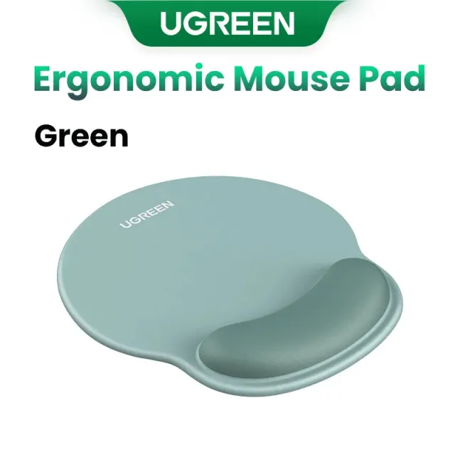 UGREEN Ergonomic Wrist Rest Mouse Pad (Green), Memory Foam Support for Comfortable All-Day Use | Compatible with Optical & Gaming Mice, for Office & Home Desk Setups