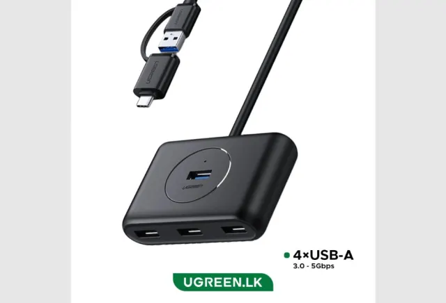 UGREEN USB 3.0 Hub with USB-C Port 1m (Black)
