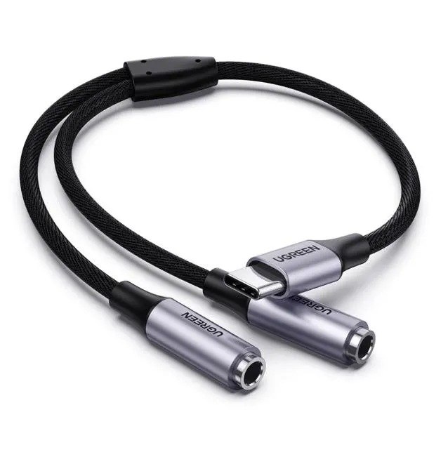 UGREEN USB-C to Dual 3.5mm Female Audio Cable 25cm - Space Gray