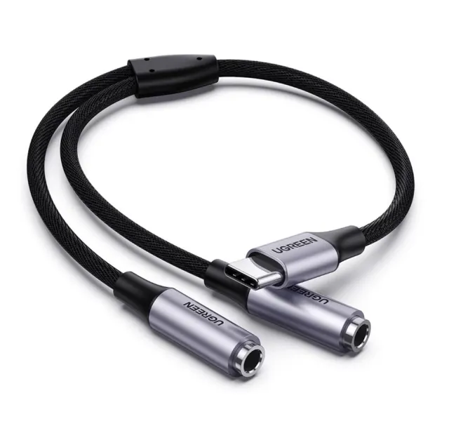 UGREEN USB-C to Dual 3.5mm Female Audio Adapter Cable 25cm - Space Gray