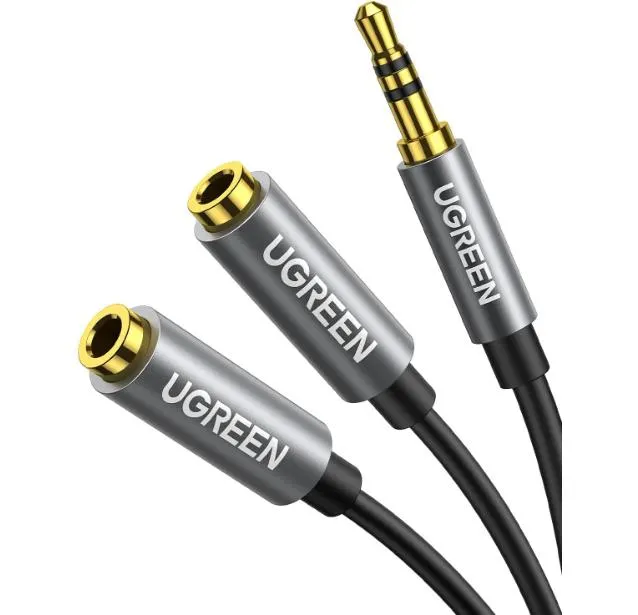 UGREEN 3.5mm Male to 2 Female Audio Cable 20cm (Black)